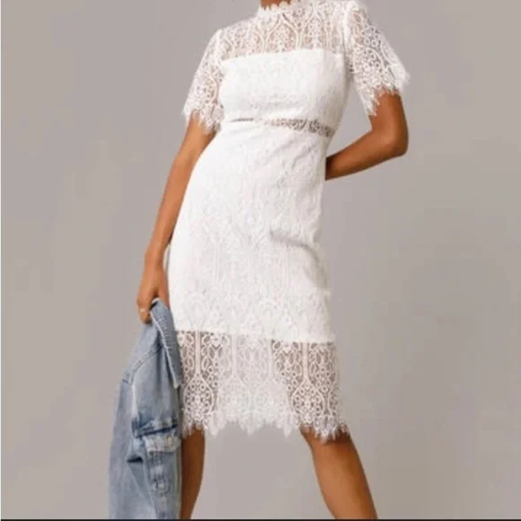 NWOT | Lulu's | Off White Lace Midi Dress - Picture 3 of 4
